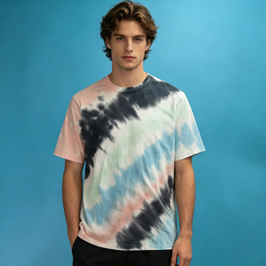 T-shirt da uomo di tendenza in 100% cotone, stile casual, ad asciugatura rapida, antipiega, con motivo tie-dye o tinta unita - Offerta <span class=keywords><strong>online</strong></span> - Product Image 4