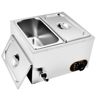 Baño María Eléctrico Comercial de Acero Inoxidable con 2 Recipientes de 1/3 GN, Calentador de Alimentos de Encimera para Hoteles, Restaurantes y Comida Rápida