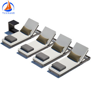 Nuevos muebles de playa de lujo <span class=keywords><strong>Mesa</strong></span> de jardín de aluminio 80 cm Más 4 sillas Patio italiano Piscina Sillas de playa de aluminio con visera - Product Image 4