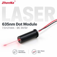 Module laser à point ZhonNa 7,5x21mm 635nm 5mW 3V/5V pour alignement de roues métalliques, équipement laser commercial, pièces certifiées CE RoHS