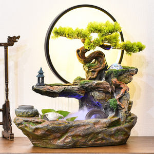 เครื่องประดับสไตล์จีนสํานักงานของขวัญเปิดระดับไฮเอนด์โรงสีน้ําหินไหลน้ําทําเงินล้อน้ําลูกบอลภูมิทัศน์ - Product Image 1