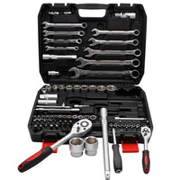 Caja de herramientas de reparación de automóviles de alta calidad, 82 Uds., juego de llaves de combinación profesional, juego de herramientas con mango de trinquete rápido