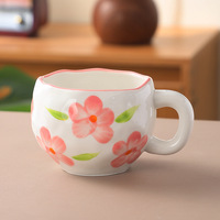 Tasse à café et gobelet en céramique peints à la main de style coréen Chaozhou - Design adorable pour les cadeaux d'anniversaire ou de fête
