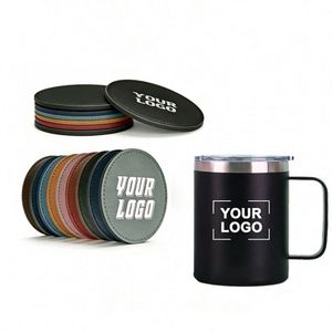 Wholesale Round Square Laser Engraving PU Leather <b>Drink</b> <b>Coasters</b> with Custom Logo <b>Coaster</b> for Hotel Business Promo Gift <b>Coasters</b> - Product Image 1