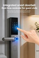 Serrure de porte intelligente Tuya WiFi en acier au carbone et alliage d'aluminium avec poignée à empreinte digitale, accès par mot de passe et carte