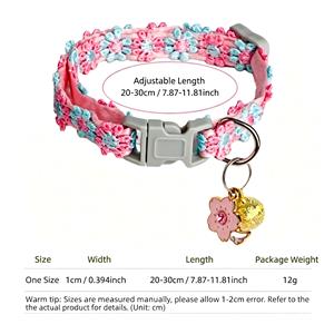 Collier pour chat en tricot mignon avec imprimé floral et fruité, clochette intégrée, réglable, en polyester doux, personnalisable avec logo, OEM ODM, vente en gros - Product Image 3
