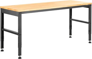 Banc de travail mobile grand format en promotion avec plateau en bois et prise intégrée, idéal pour garage, hauteur réglable, pour mécaniciens - Product Image 6