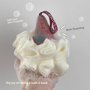 Balle de douche mignonne et moderne en forme de crème glacée, fleurs non-éclatées, taille agrandie, outil de gommage et de bain double usage pour hommes et femmes - Product Image 3