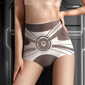 Culotte Femme <span class=keywords><strong>Taille</strong></span> <span class=keywords><strong>Haute</strong></span> Sans Couture Soie Glacée, Culotte Gainante Forte, Remonte-Fesses, <span class=keywords><strong>Cycliste</strong></span> Amincissant - Product Image 2