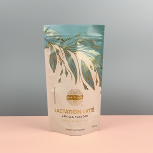 Tùy chỉnh in 300g hương vị vani Túi Latte với hiệu ứng lá vàng đứng lên zip đóng túi nhựa - Product Image 1