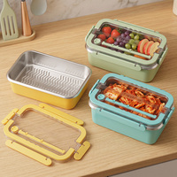 Groothandel 304 roestvrijstalen geïsoleerde bento lunchbox, draagbare buitenlunchbox met plastic deksel voor fruit, noten en snacks