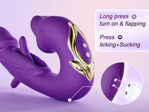 Vibrador 3 en 1 con Forma de Rosa, Estimulador de Punto G con Movimiento de Aleteo, Dildo con Función de Lamido de Lengua y Estimulación del Clítoris - Product Image 5