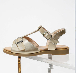 Sandales pour filles, nouvelles sandales d'été à semelle souple antidérapante, chaussures dorées de princesse, sandales rétro - Product Image 6