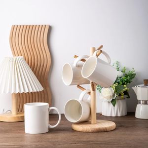 Taza de Café Blanca de Gres de 11 oz, Diseño Nórdico, Apta para Lavavajillas y Microondas, para Café, Té, Latte, Chocolate Caliente - Product Image 3