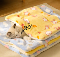 Coussin de luxe pour animaux de compagnie (chats et chiens) – Hiver et automne – Épais, chaud, respirant, pliable, en peluche, couverture en flanelle, portable