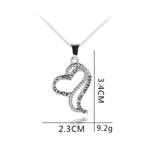 Collier ZRM Fashion « Toujours ma mère, toujours <span class=keywords><strong>mon</strong></span> amie » en alliage de zinc <span class=keywords><strong>avec</strong></span> strass et chaîne serpent, style punk – Cadeau idéal pour la fête des mères - Product Image 6