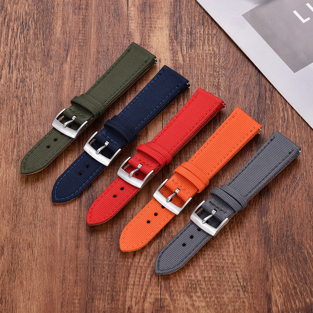JUELONG High Quality Quick Release Sailcloth Watch Strap Canvas and Leather Watch Band 18mm 20mm 22mm