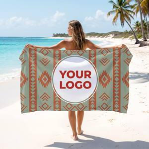 Serviettes de plage en coton surdimensionnées, résistantes au sable, avec broderie personnalisée de luxe, vente en gros - Product Image 1