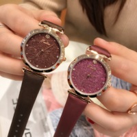 Jam Tangan Wanita Scottie 9054 Elegan Model Bunga, Dial Bertekstur, Tali Kulit, Arloji Kasual Wanita, Grosir Pabrik
