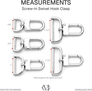 CRAFTMEMORE Pcs Detachable Snap Hook Swivel Clasp W Screw Bar VT <b>Bag</b> <b>Strap</b> Hardware <b>Replacement</b> Inch Brushed Brass - Product Image 4