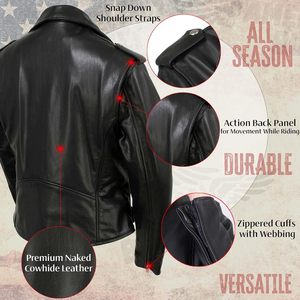 2025 cuero USA MADE mujer negro Flaunt Premium clásico estilo motocicleta chaqueta de cuero modelo MLJKL5004 - Product Image 4