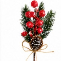 Promo! Dekorasi Ranting Natal Artifisial Cetak UV, Hiasan Kerucut Pinus, Buah Berry Merah, Aksen Kepingan Salju 25cm, Dekorasi Rumah untuk Liburan