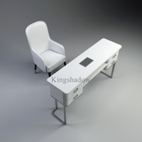 Meubles de salon de manucure noirs de luxe Table et chaise ensemble avec cadre doré Fournitures de salon de manucure