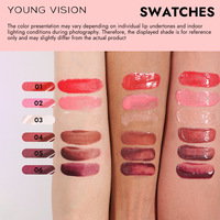 Vente en gros YOUNG VISION Gloss à lèvres liquide minéral en tube souple avec tête en cristal, 6 couleurs nacrées scintillantes disponibles, effet repulpant