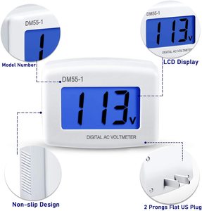 AC 110V 220V voltmètre numérique EU US <span class=keywords><strong>Plug</strong></span> voltmètre prise testeur de tension affichage LCD voltmètre mur plat voltmètre - Product Image 2