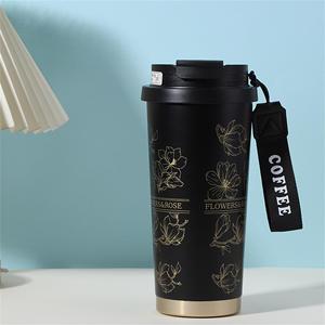 Venta al por mayor con logotipo personalizado 500ml Valley Lily tazas de agua aislado al vacío térmico 316 taza de café de acero inoxidable con cuerda - Product Image 6