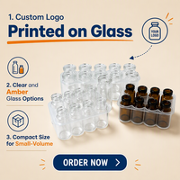 Flacon échantillon en verre personnalisé avec bouchon à charnière, rechargeable, pour huiles essentielles et cosmétiques de voyage