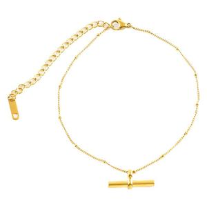 ZOGXIN Gold Plated Stainless Steel T-Bar Anklet Women's Fashion Foot Ornament Geometric Design Gift Jewelry - Product Image 5