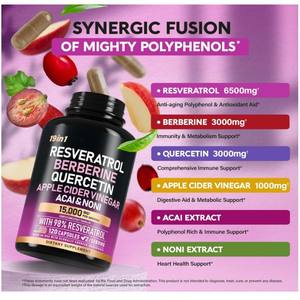 19 in 1 Liposomal NAD + Resveratrolカプセルベルベリンケルセチンアップルサイダー酢Acai & Noniカプセルサプリメントエネルギー - Product Image 2