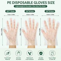 Wegwerp transparante PE plastic handschoenen, voedselveilig, voor keuken, fruitwinkel, catering en dagelijks huishoudelijk gebruik