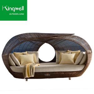 Premium <span class=keywords><strong>Hotel</strong></span> Muebles de exterior Diseño ligero de lujo con <span class=keywords><strong>Nido</strong></span> de Pájaro redondo en forma de ratán tejido Patio Jardín Daybed - Product Image 4