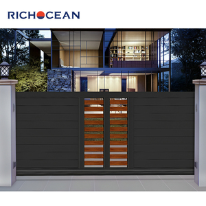 环保灰色铝制大门房屋别墅外部后入口自动滑动栅栏门设计图片 - Product Image 6