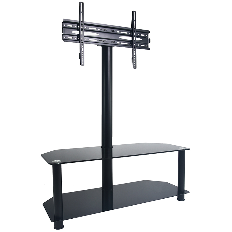 Двухслойная телевизионная напольная стеклянная стойка для телевизора с верхним креплением