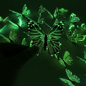 Nouveau 12 pièces 3D papillon lumineux Sticker mural moderne bricolage décorations pour la <span class=keywords><strong>maison</strong></span> papier créatif Art mural à la mode idée cadeau - Product Image 5