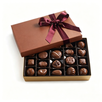 Boîte d'emballage en chocolat bicolore avec logo personnalisé, boîte cadeau en papier rigide de luxe avec ruban doré pour les truffes, Saint-Valentin