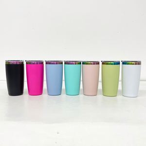 Underneath Colorful Coffee Mugs Powder Coated <b>Small</b> Size 10Oz Rainbow Tumbler With Magnetic <b>Slide</b> Lid - Product Image 1