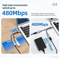 Cable Adaptador Multifunción 2 en 1 Tipo-C a USB con Audio de 3.5mm y Puertos de Red RJ45, Carcasa de ABS, Compatible con UHF
