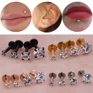 Eeuwige Metalen Astm F136 Titanium Threadless Labret Body Piercing Tops Sieraden