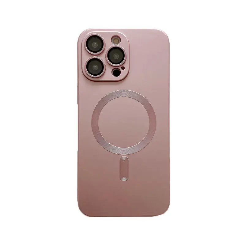 Manyetik kablosuz şarj için yumuşak silikon telefon kılıfı cam Lens ile koruma kapağı Samsung için iPhone 13 14 15Pro Max