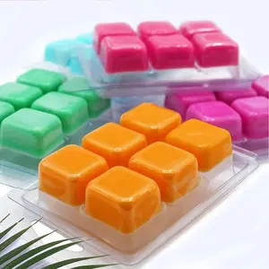 6 12 Holte Voor Wax Melt Clear Pet Clamshell Wax Smelt Hart Container Blister Plastic Lade Wax Melt Clamshell