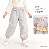 Smiledotkids Pantalon de jogging personnalisé pour enfants, gris, taille à cordon, broderie ours, polaire douce, OEM ODM, vente en gros pour tout-petits