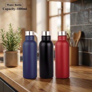 Black Stainless Steel Light Weight Custom Logo <b>Print</b> 1000ml Single <b>Wall</b> Leak Proof Water Bottle for Travel Gym Outdoor - Product Image 2