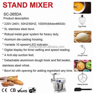 Gewerbliche Küchenmaschine 3-in-1 mit Drehbarer Schüssel, Elektrisch Betrieben, zum Mischen von Brotteig, Kuchen, Reis, Handmixer - Product Image 3