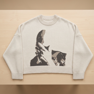 Pull en tricot à col rond pour homme, hiver, avec motif de personnage, logo sur le devant, coupe ample, manches régulières - Product Image 4