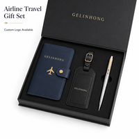 Ensemble cadeau de voyage en cuir PU avec logo personnalisé, porte-passeport, étiquette de bagage, stylo métallique, boîte cadeau, cadeaux d'entreprise, cadeaux pour les compagnies aériennes