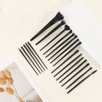 Ensemble de 20 pinceaux de maquillage professionnels de luxe noirs de haute qualité, pinceau éventail, crayon à sourcils, pour le visage, les lèvres, pinceau correcteur